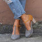 Women Vintage Color Block Sandals Casual Chunky Heel Buckle Sandals Shoes *
