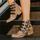 Back-zip Heel Sandals Retro Style Low Heel Sandals * - Veooy