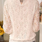 High Neck  See-Through  Floral Blouses - Veooy