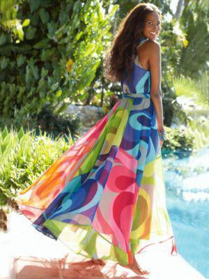 Floral-Print Straps Cross Neck Sleeveless Beach Maxi Dress - Veooy
