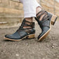 Vintage Medieval Ankle Boots Casual Zipper Low Heel Boots *