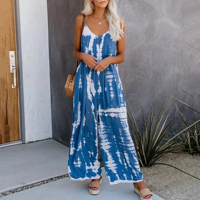 Casual Sleeveless Contrast Color Sling Jumpsuit - Veooy