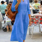 Women Casual Solid 3/4 Sleeve V Neck Plus Size Dress