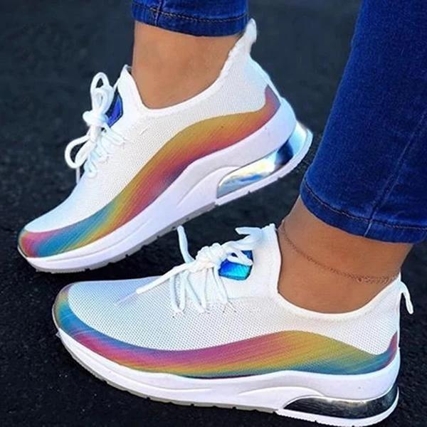 Lace-Up Round Toe Low-Cut Upper Color Block Sneakers *