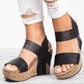 Large Size Slip On Double Band Wedges Sandals *