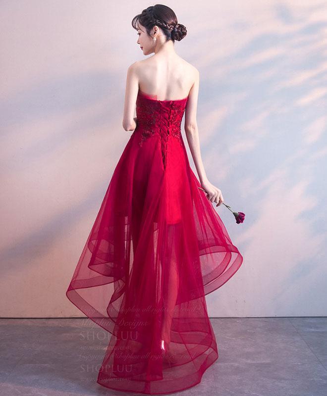 Cute Burgundy Tulle Short Prom Dress, Burgundy Tulle Homecoming Dress - Veooy