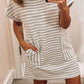 Round Neck Striped Dress With Pocket 💖