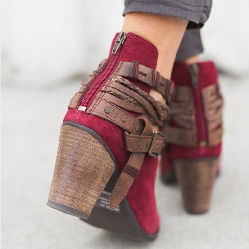 Buckle Wrap Ankle Boots - Veooy