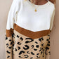 Leopard  Splice Contrast O-neck Sweater