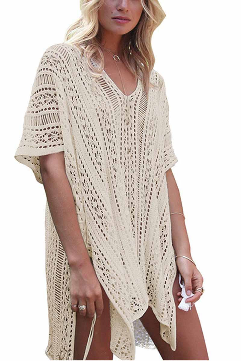Hollow Knitted Sunscreen Swimwear Cover-up(4 colors)