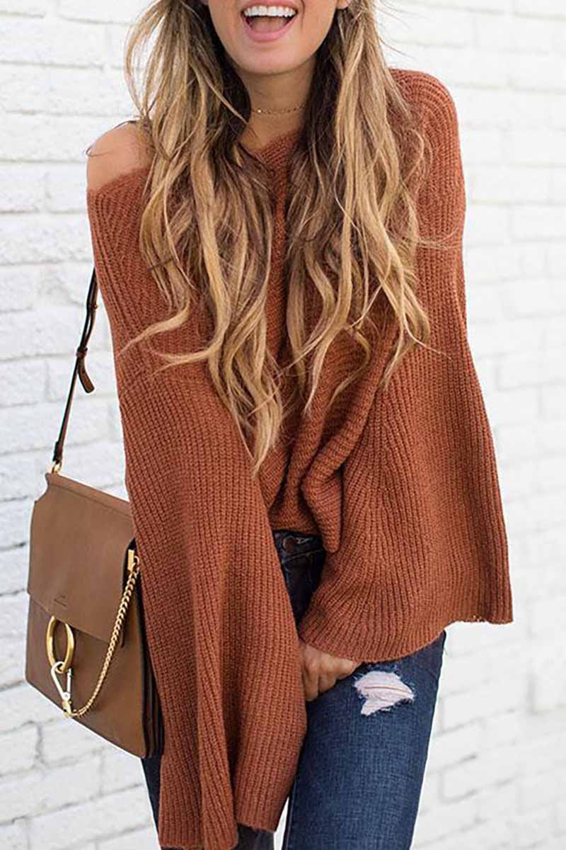Fashion Wide Sleeve Knitted Sweater