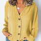 Casual Button Solid Color Women Blouse - Veooy