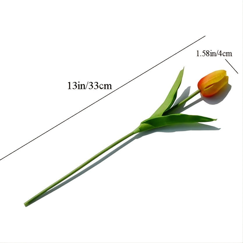 5pcs Artificial Flower 33CM/13IN, PU Plastic Tulips Silk Flower, Home Tabletop Kitchen Dining Table Wedding Decorations