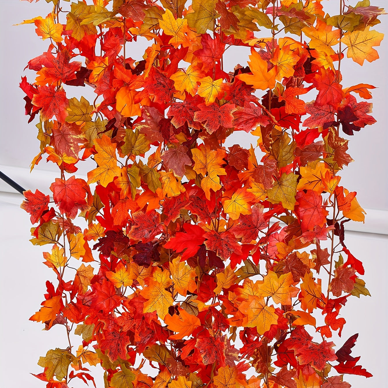 1pc Artificial Fall Maple Leaf Garland, Simulation Autumn Leaves Garland For Thanksgiving Halloween Maple Syrup Festivals Wedding (66.93inch)