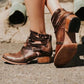 Vintage Medieval Ankle Boots Casual Zipper Low Heel Boots *