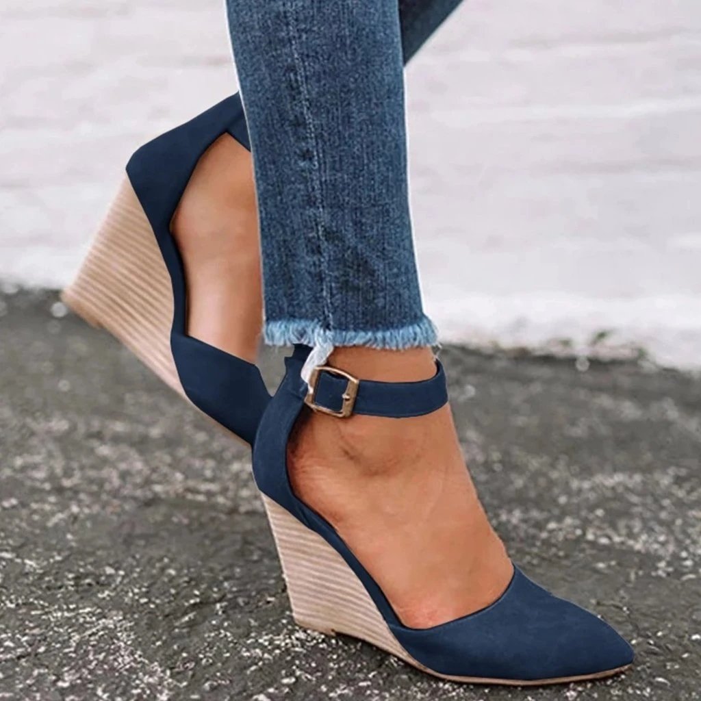 Summer Classic Wedge Pumps Ankle Strap Heels Sandals *