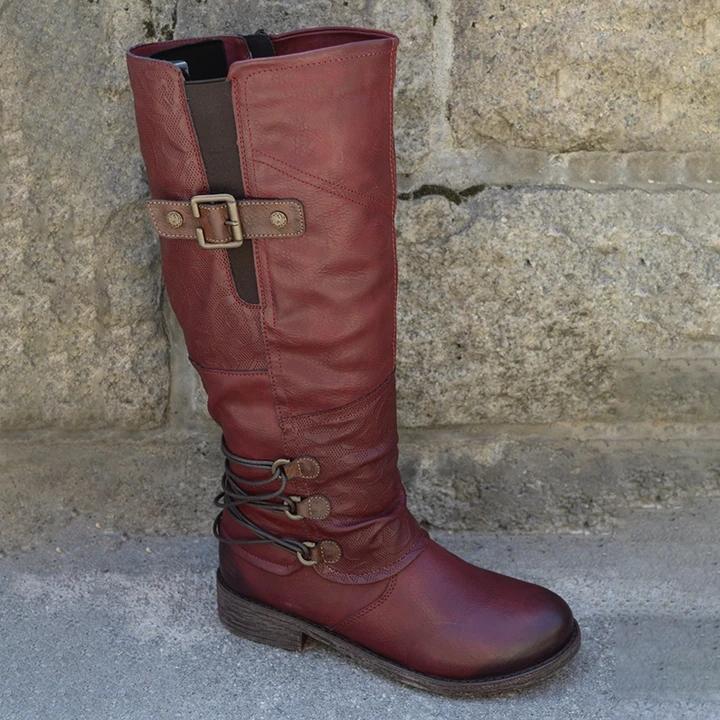 Women's Vintage Leather Zipper High Boots *