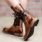 Back Zipper Vintage Boots Lace-Up Holiday Mid-calf Boots * - Veooy