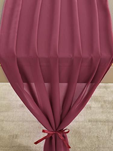 10ft Burgundy Chiffon Table Runner 28x120 Inches Romantic Wedding Runner Sheer Bridal Party Decorations