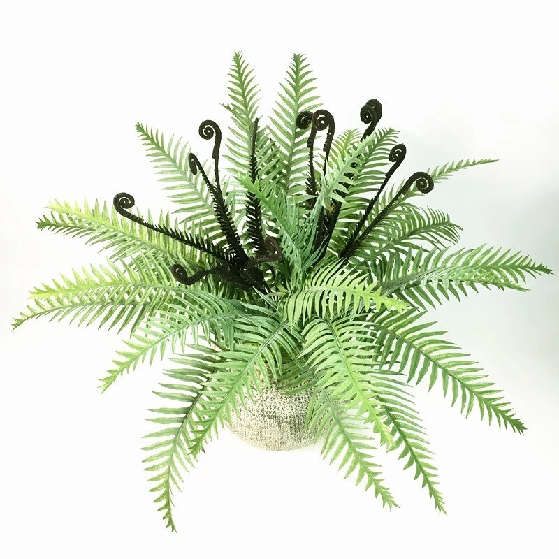 (2 PCS) 45cm 12 Leaves Tropical Palm Tree Large Artificial Fern Plants Plastic
