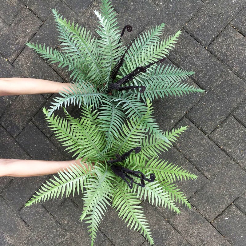 (2 PCS) 45cm 12 Leaves Tropical Palm Tree Large Artificial Fern Plants Plastic - Veooy