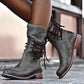 Back Zipper Vintage Boots Lace-Up Holiday Mid-calf Boots * - Veooy