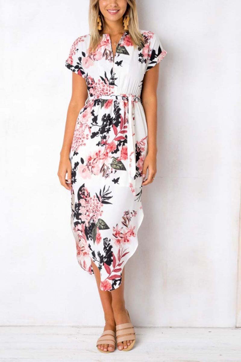 Trendy Printed Asymmetrical Midi Dress(4 colors) VEOOY