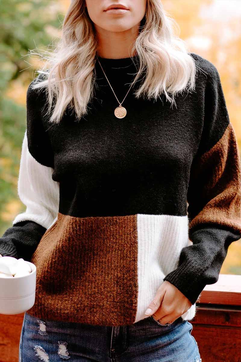 Contrasting Color High Neck Knitted Sweater 💖