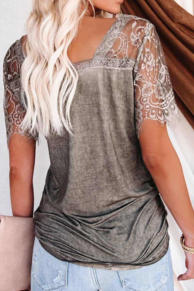 New Women's Lace Short Sleeve V-Neck Tops(3 colors) 💖