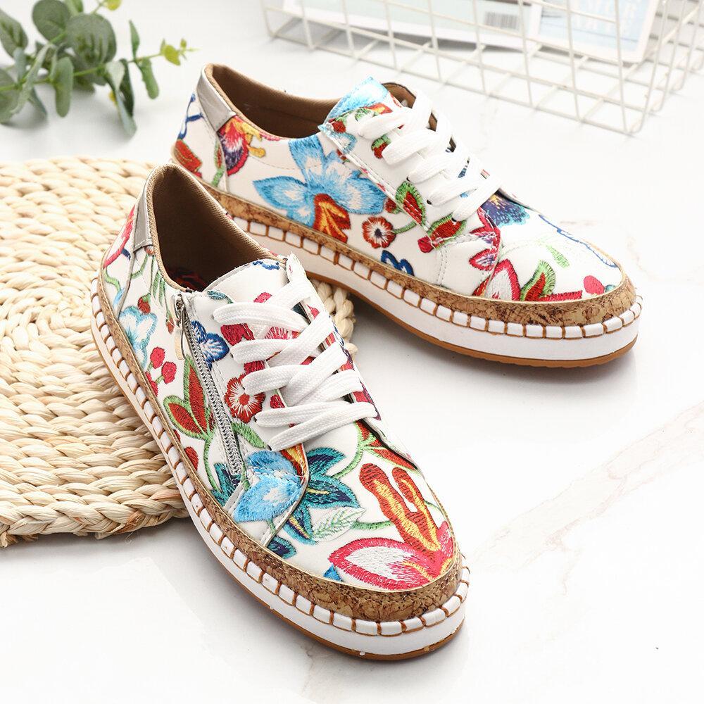 *Women Folkways Printing Comfy Wearable Casual Loafers - Veooy