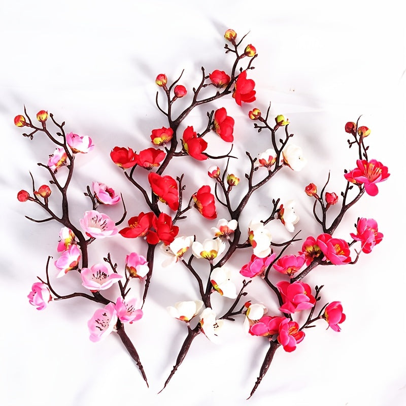 1pc Artificial Plum Blossom, Artificial Silk Flowers Branches Home Table Living Room Decor DIY Wedding Decoration