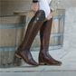 Women Color-block Riding Boots Low Heel Pu Boots *