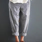Casual Striped Pockets Cotton Linen Pants - Veooy