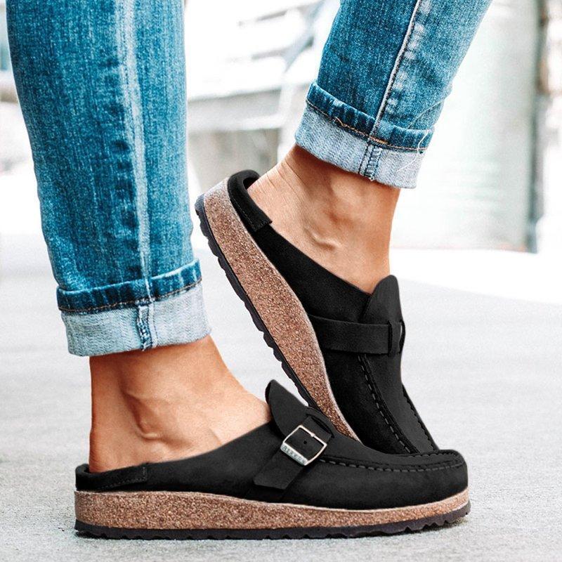 Women Casual Comfy Leather Slip On Sandals *