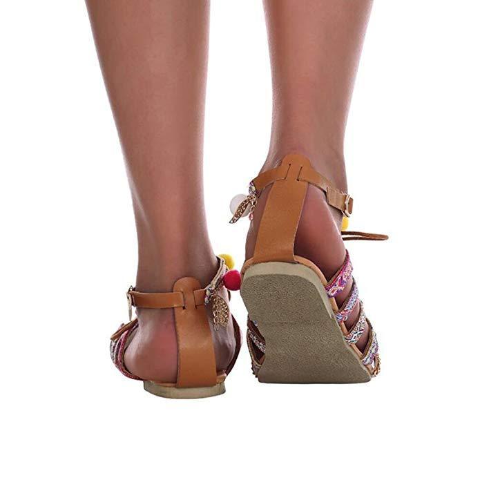 Women Bohemia Sandals Flats - veooy