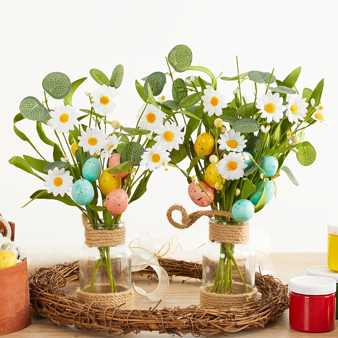 1pc Artificial Egg Branches 35CM/13.78inch Easter Egg Flower Branches Artificial Floral Picks Fake Bouquet