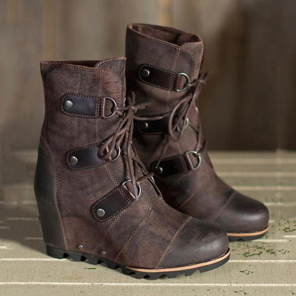 Women's Wedge Mid Waterproof Leather Boots *