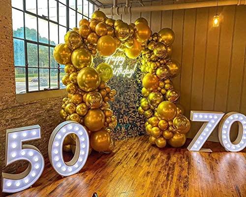 100PCS Gold Metallic Chrome Latex Balloon Arch Kit. 18In 12In 10In 5In Arch Garland For Baby Shower Engagement. Wedding. Birthday Party