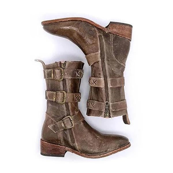Women's Vintage Zipper Pointed Toe Boots