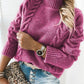 Solid Cable-knit Turtleneck Casual Sweaters