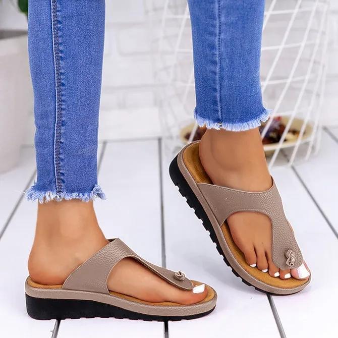 *Women Casual Summer Comfy Thong Slip On Wedge Sandals - Veooy