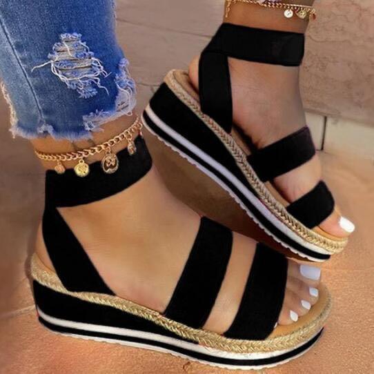 Open Toe Slip-On Platform Casual Thread Sandals *