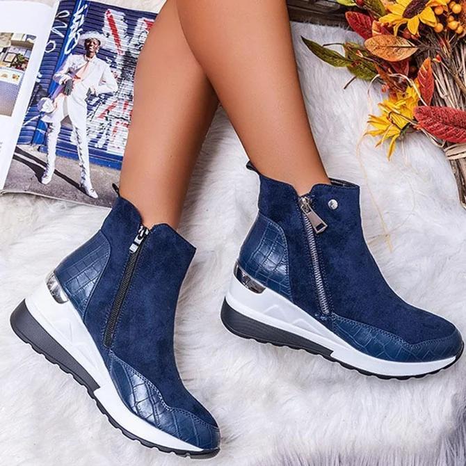 Artificial Leather Block Heel All Season Boots * - Veooy