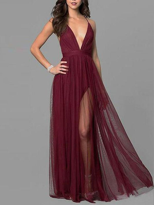 Chiffon Sleeveless Elegant Evening Dress - Veooy