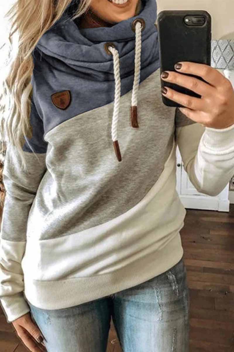 Hooded Loose Splicing Top（5 colors）