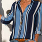Casual V-Neck Print Stitching Long-Sleeved Spun Shirt（4 colors） 💖