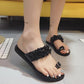 Women Summer Rhinestone Sandals Flip Flops Ring Flat Heel Artificial Leather Slipper