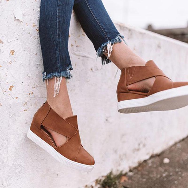 *Comfortable Faux Leather Wedge Sandals - Veooy