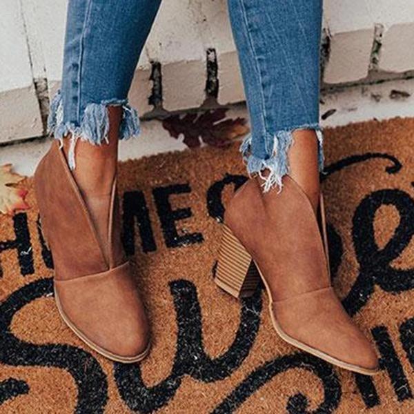 *Fashion Faux Leather Slip-on Boots - Veooy