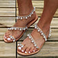 Large Size Women Summer Handmade Flip Flops Sandals Pearls Flat Slip-on - veooy